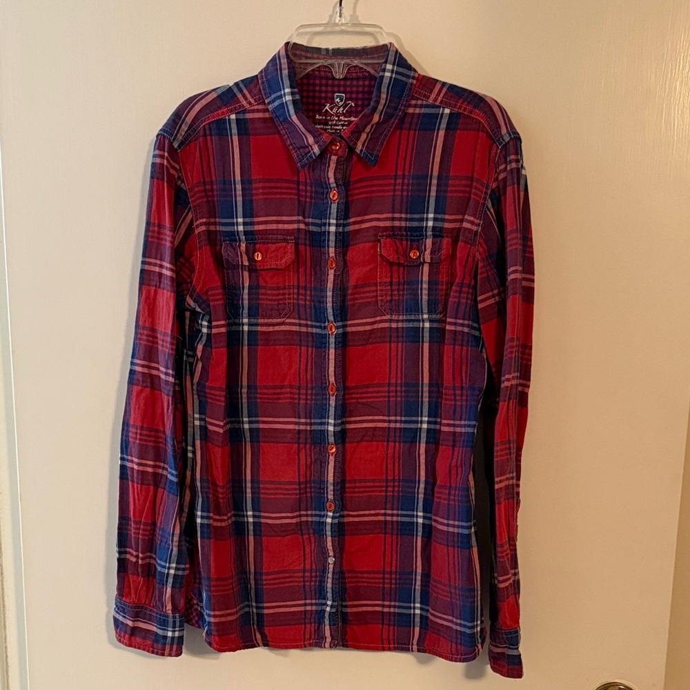 Kuhl Vibrant Red and Blue Plaid Shirt